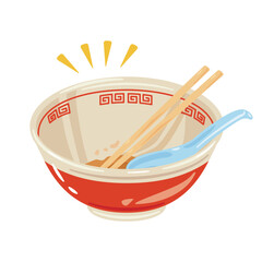 完食した空っぽのラーメンどんぶり