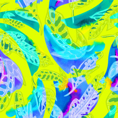 Watercolor abstract floral modern seamless print © AineGing