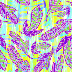 Tropical colorful retro seamless floral pattern © AineGing