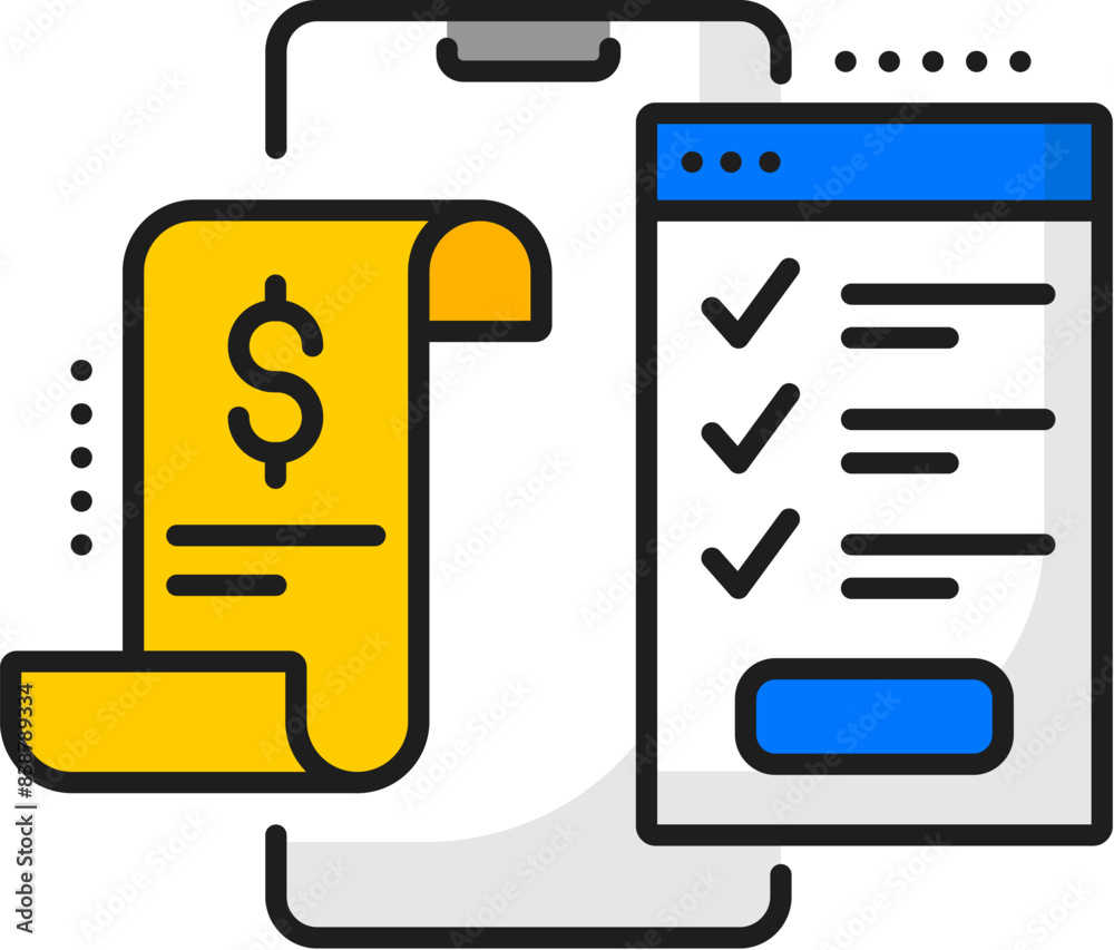 Poster buy license mobile software update color line icon. mobile phone application or driver software upgr