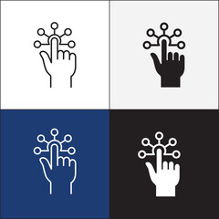 Finger touch screen gesture icon set. Navigation and control touch screen icons. Vector stock icon isolated on white. Graphic design for button template and illustration.