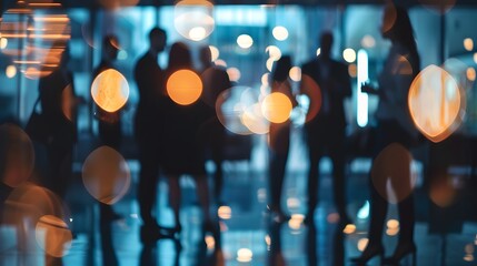 Blurred shot of business people at party in office