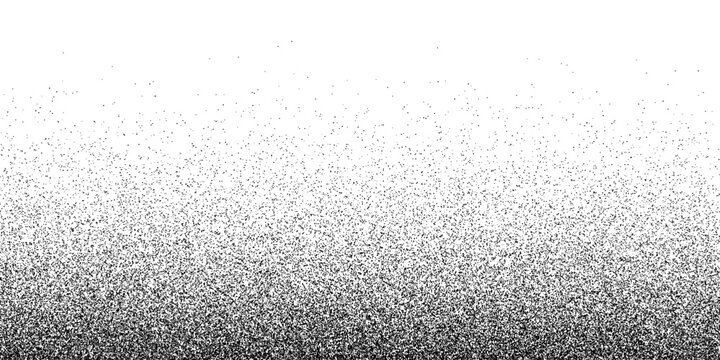 Noise grain background. Vector dotwork pattern. Densely dotted texture with subtle gradient. Black stipple sand grain effect. Abstract grunge monochrome surface, overlay with stochastic stipple spray