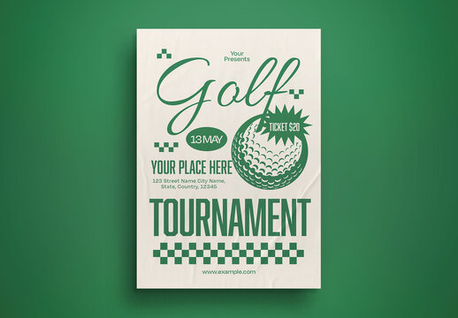 Green Vintage Golf Tournament Flyer Layout