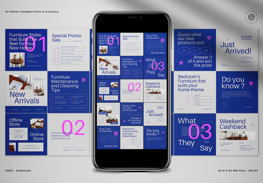 Blue Modern Minimalist Furniture Instagram Pack