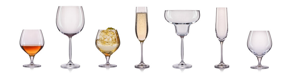 Empty champagne glass isolated on a white background