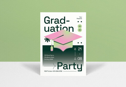 Green Modern Graduation Party Invitation Layout