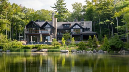 Obraz premium Tranquil Lakeside Living: Smart Home Automation in a Picturesque Setting