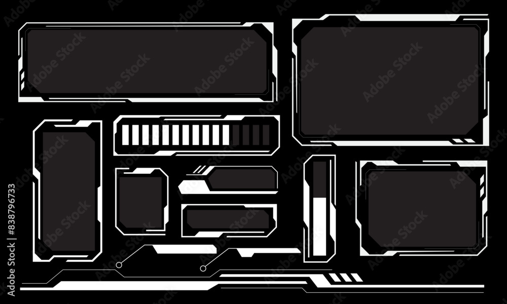 Poster hud frames white grey user interface elements design modern technology futuristic control panel scre