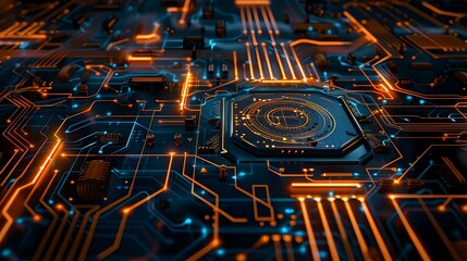 Abstract circuit board representing futuristic technology processing