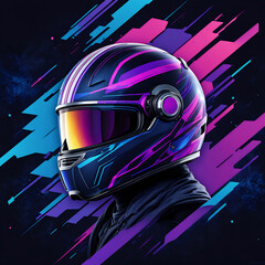 Abstract design of a futuristic drivers helmet