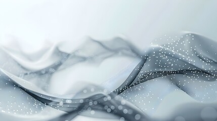 Grey and white abstract background with flowing particles