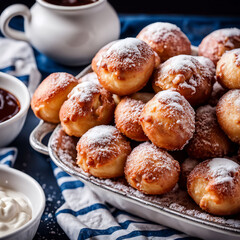 Plate of donuts for breakfast