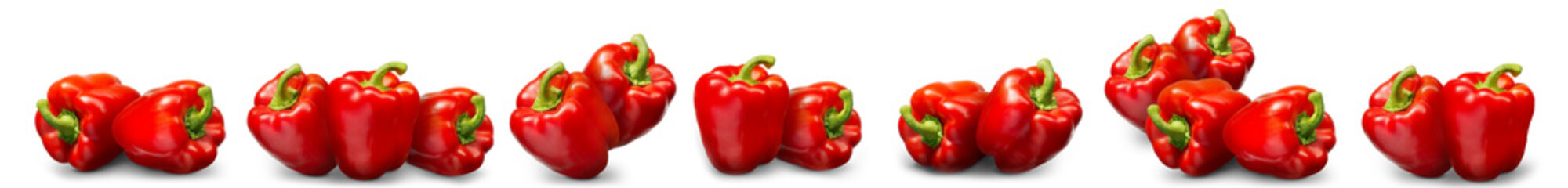 Group of sweet red pepper isolated on white background