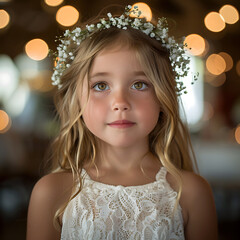 Fototapeta premium a young girl wearing a flower crown