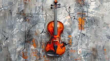  Violin music instrument on grunge background