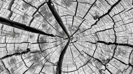 Obraz premium Warm gray cut wood texture. Detailed black and white texture of a felled tree trunk or stump.