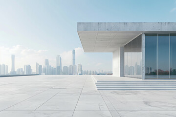 Fototapeta premium Modern buildings by the lake. The modern urban skyline is in the background. 