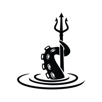 trident tentacle logo design icon vector template