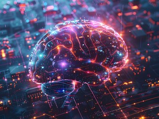 Brain Inspired Neon Circuits A Futuristic Digital Engineering Schematic