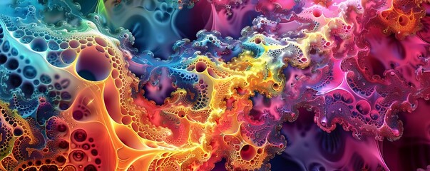 Abstract AIgenerated fractal patterns, psychedelic, vivid colors, digital art, versatile background for various uses