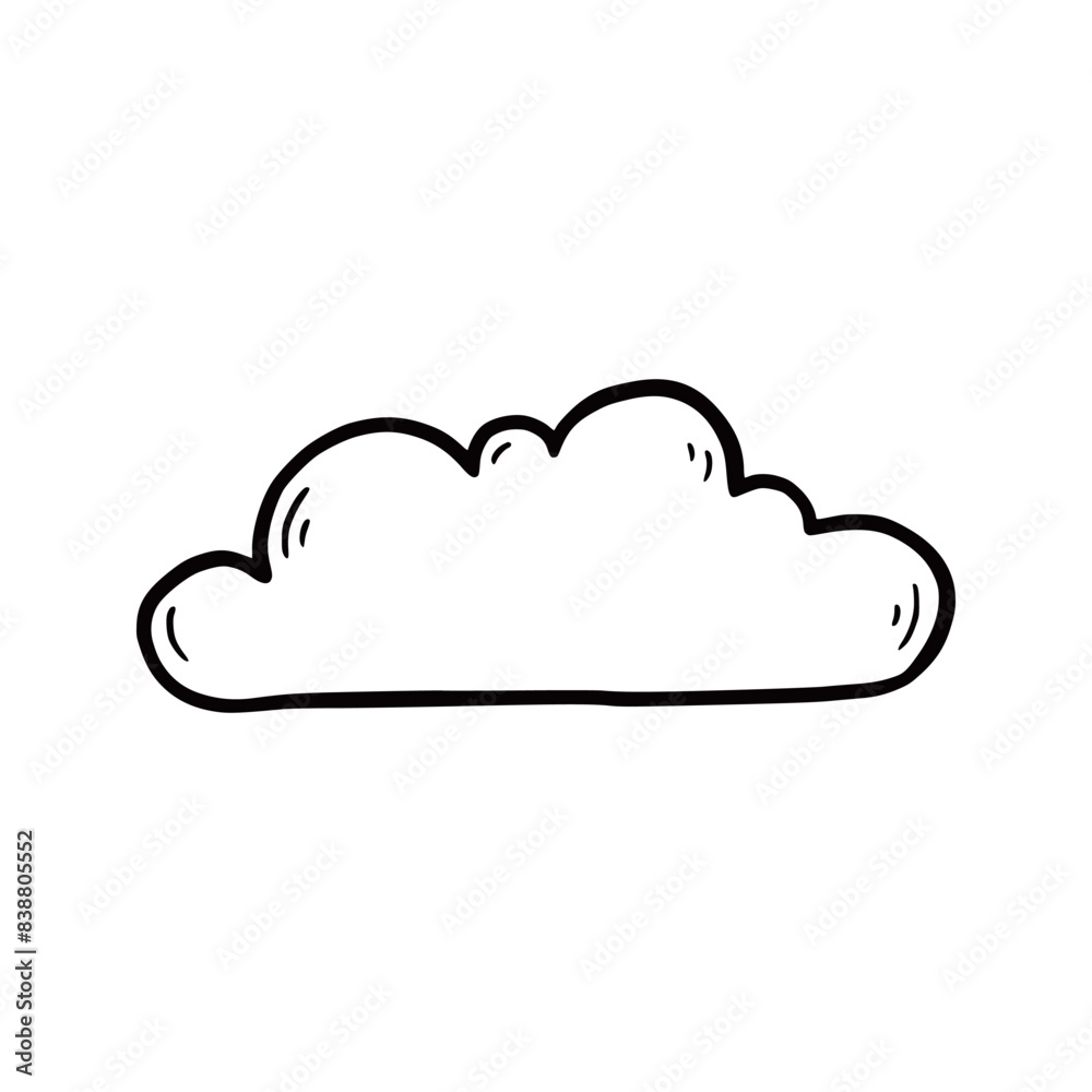 Poster Hand drawn cloud set. Doodle sketch style cloud. Simple outline scribble draw. Vector illustration.