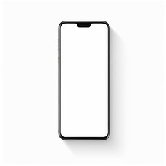 White screen smartphone mockup isolated on a white background.