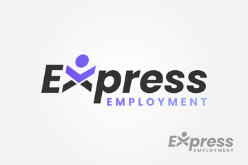 Express Job Logo Template Design. Delivery courier logistic logo. Active healthy people vector illustration