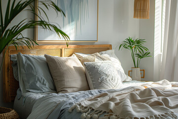 Cozy Bedroom with Elegant Bed and Beautiful Painting