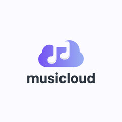 Modern music cloud logo design template. Music app symbol vector illustration.