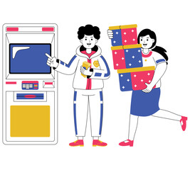 shopping people with vector illustration