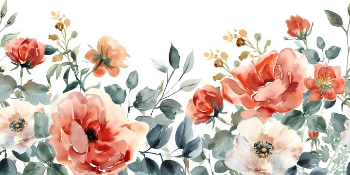 Watercolorstyle floral elements for luxurious botanical background prints invitations and postcards. Concept Floral Patterns, Watercolor Art, Botanical Prints, Luxury Invitations, Postcard Designs