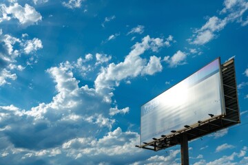 Professional Photography of a billboard or outdoor advertisement displaying the company's branding message, Generative AI