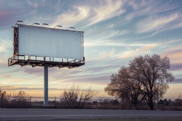 Professional Photography of a billboard or outdoor advertisement displaying the company's branding message, Generative AI