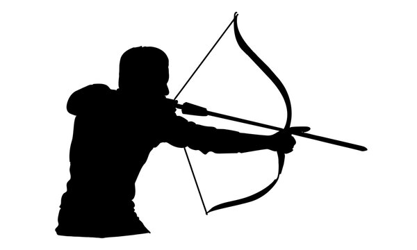 recommend clip art: silhouette of archer man focus exercising archery to hit the target