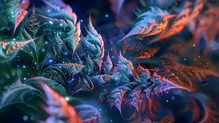 Obraz premium Futuristic Digital Flora Abstract Representation of Enchanting Alien Plant Life