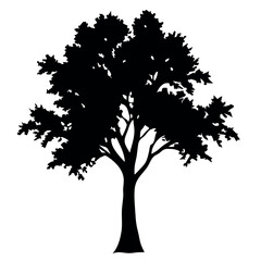 Big Tree vector silhouette black color illustration, a tree with branches vector silhouette