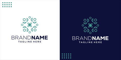 Creative Abstract Flower Yoga Human Logo, Design Inspiration, Illustration, Vector