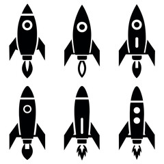 a set of Rocket icon vector art illustration