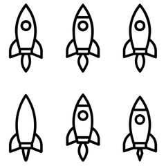 a set of Rocket icon vector art illustration