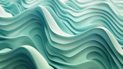 Obraz premium Abstract green waves represent a soothing and tranquil pattern, perfect for modern design and artistic inspiration in home decorations and backgrounds.