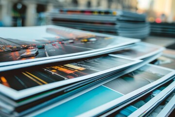 Professional Photography of branded promotional materials such as brochures, flyers, and posters, Generative AI