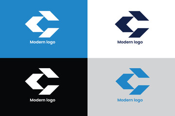 letter C logo, letter C geometric logo, letter C and direction sign logo, logomark