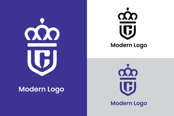 letter c logo, letter and crown icon logo, letter CU logo, logomark