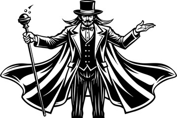 magician silhouette vector illustration