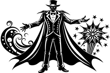 magician silhouette vector illustration