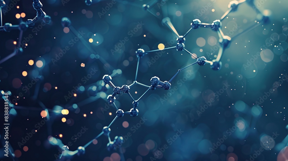 Poster Closeup Abstract molecular background image in science and technology.