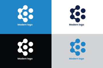 letter c tech company logo, letter c logo, letter c and dots icon logo, logomark, brandmark, icon