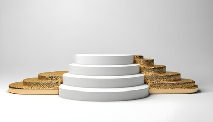 Gold Podium isolated on white background 