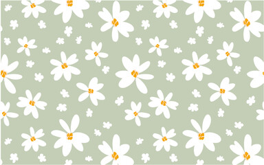 Seamless summer daisy pattern, decor for cover, clothing, packaging, textile, fabric, background, wallpaper